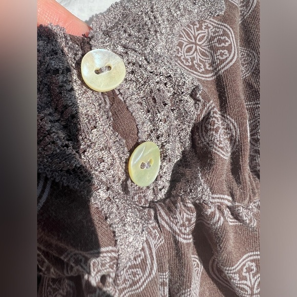 Vintage La Senza Brown Boho Fairycore Earthy Lace Trim Babydoll Top Small - Picture 10 of 12